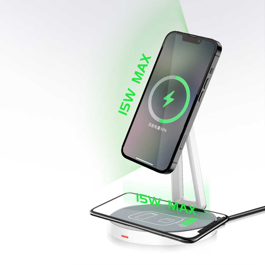 Wiwu M13 2 in 1 Standlı Kablosuz Şarj İstasyonu - 3