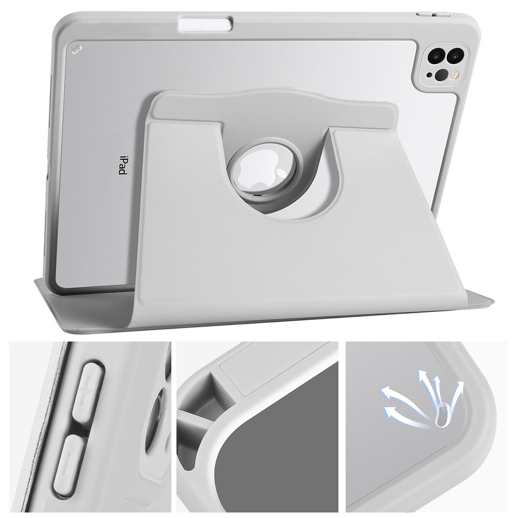 Apple iPad Air 10.9 2022 Uyumlu (5.Nesil) Kılıf Zore Termik Kalem Bölmeli Dönebilen Standlı Kılıf - 4
