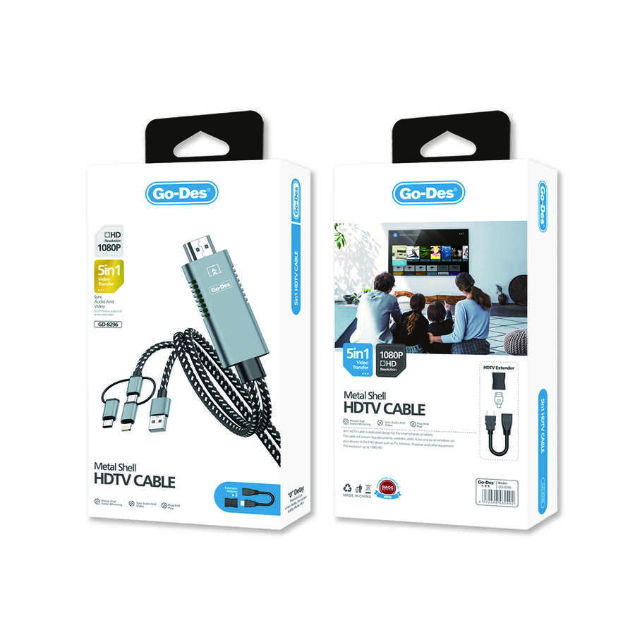 Go Des GD-8296 5 in 1 1080P HD HDMI Kablo - 1