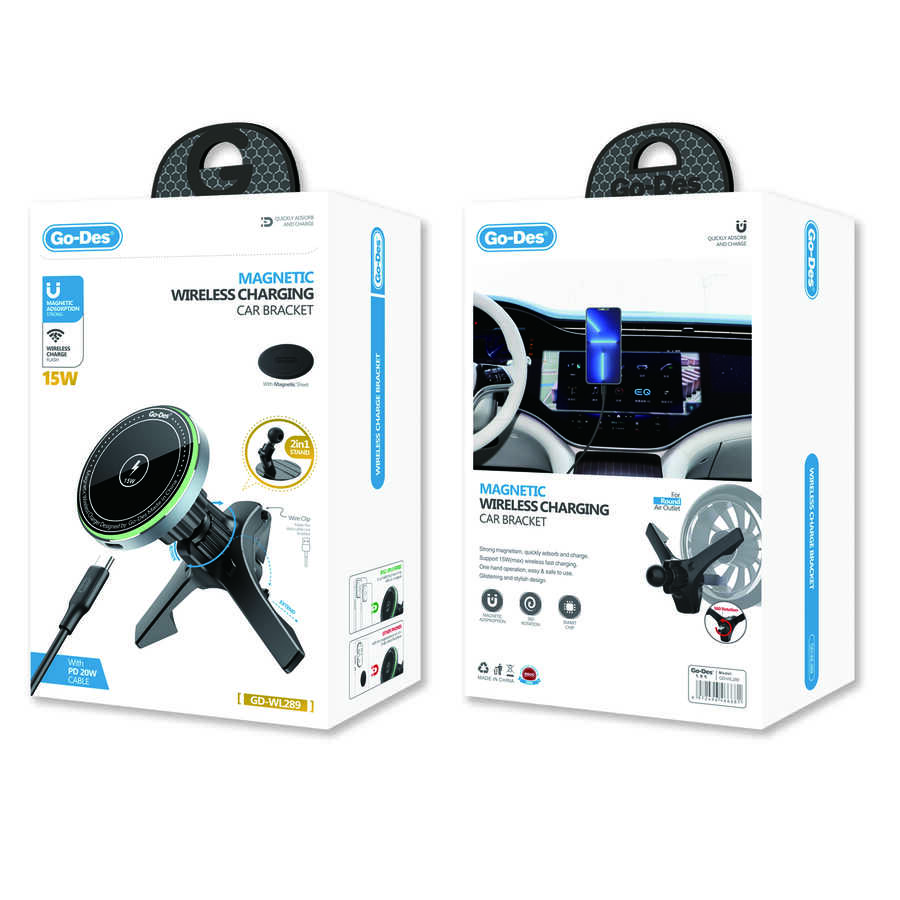 Go Des GD-WL289 Magnetik Wireless Kablosuz Şarjlı 2 in 1 Araç İçi Telefon Tutucu - 3