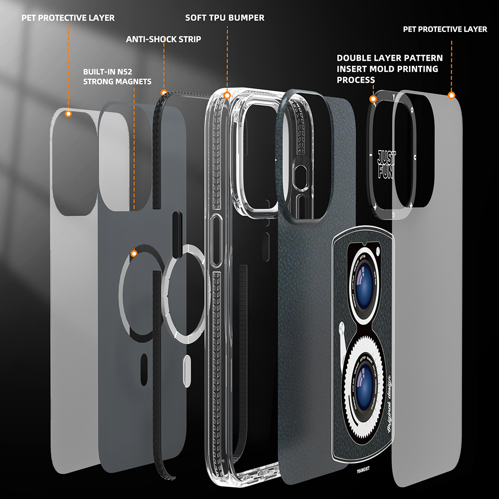 Apple iPhone 14 Pro Uyumlu Kılıf Magsafe Şarj Özellikli Lens Figürlü YoungKit Art Film Serisi Kapak - 6