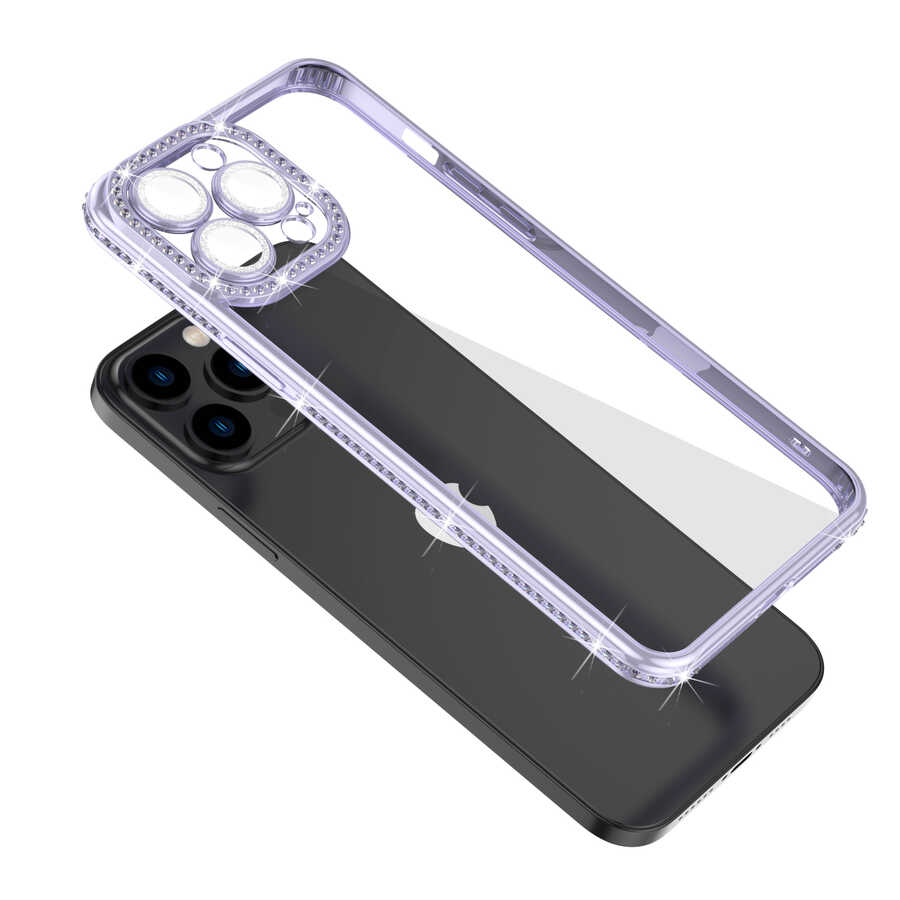 Apple iPhone 12 Pro Max Uyumlu Kılıf Kamera Korumalı Taşlı Zore Mina Kapak - 2