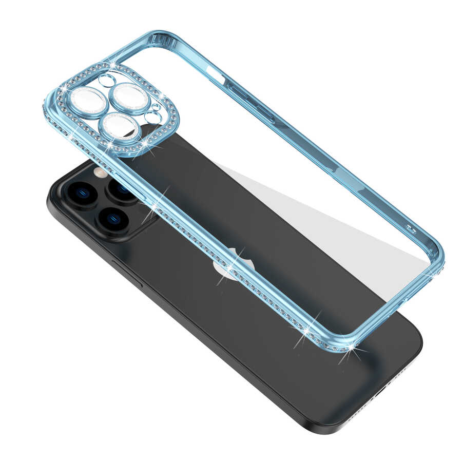 Apple iPhone 13 Pro Max Uyumlu Kılıf Kamera Korumalı Taşlı Zore Mina Kapak - 2