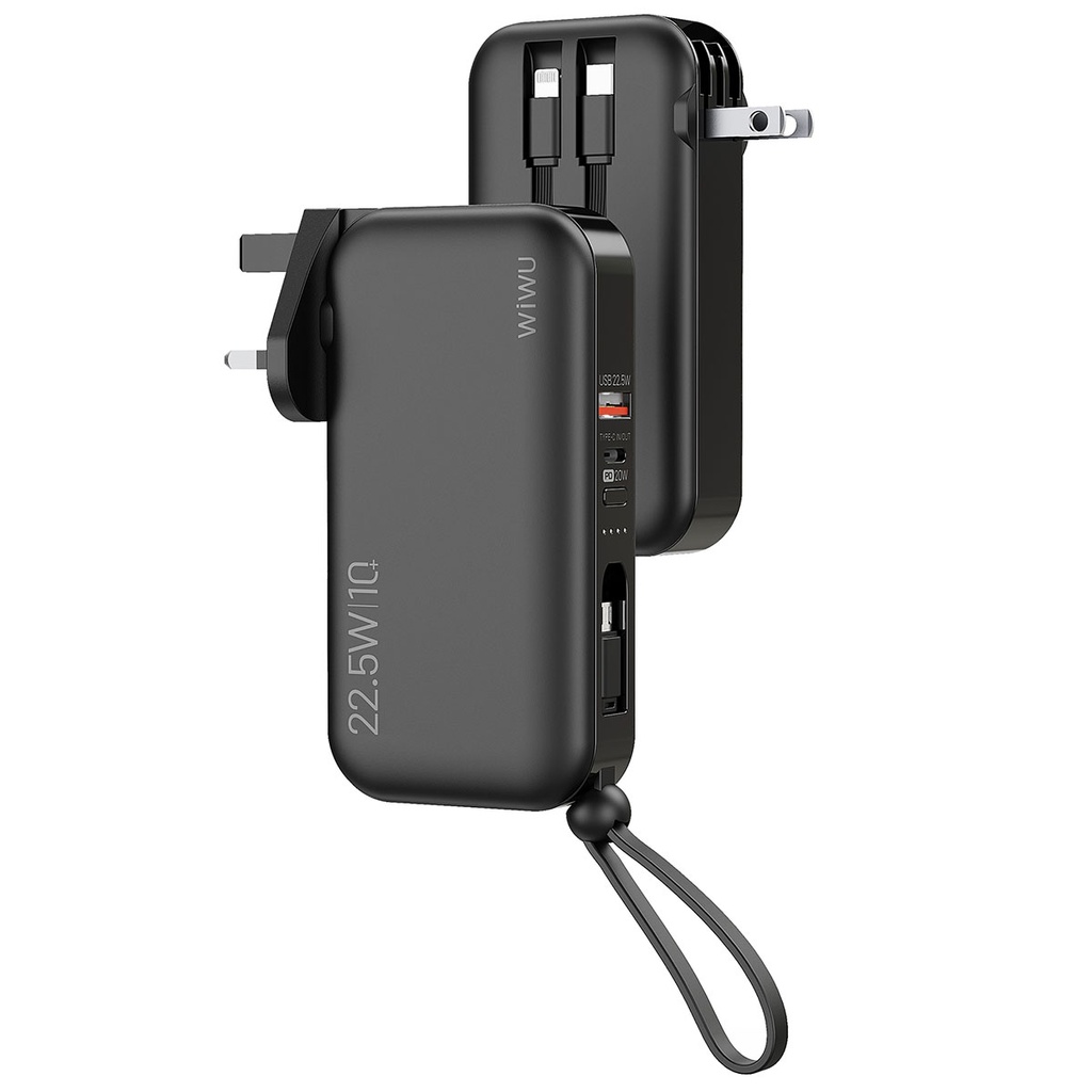 Wiwu JC-23 Micro Type-C ve Lightning Kablolu Şarj Göstergeli PD Powerbank 22.5W 10000mAh - 1