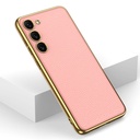 Samsung Galaxy S23 Uyumlu Kılıf Deri Görünümlü Kenarları Elektroplating Kaplama Zore Fizyon Kapak - 10