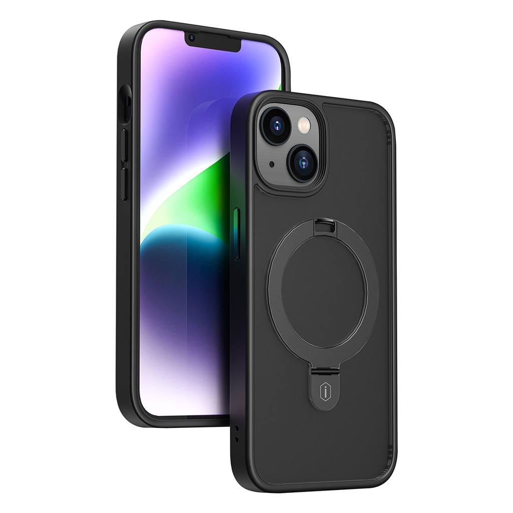 Apple iPhone 14 Plus Uyumlu Kılıf Wiwu ZMM-010 Magsafe Şarj Özellikli Parmak İzi Bırakmayan Mat Transparan Standlı Kapak - 1