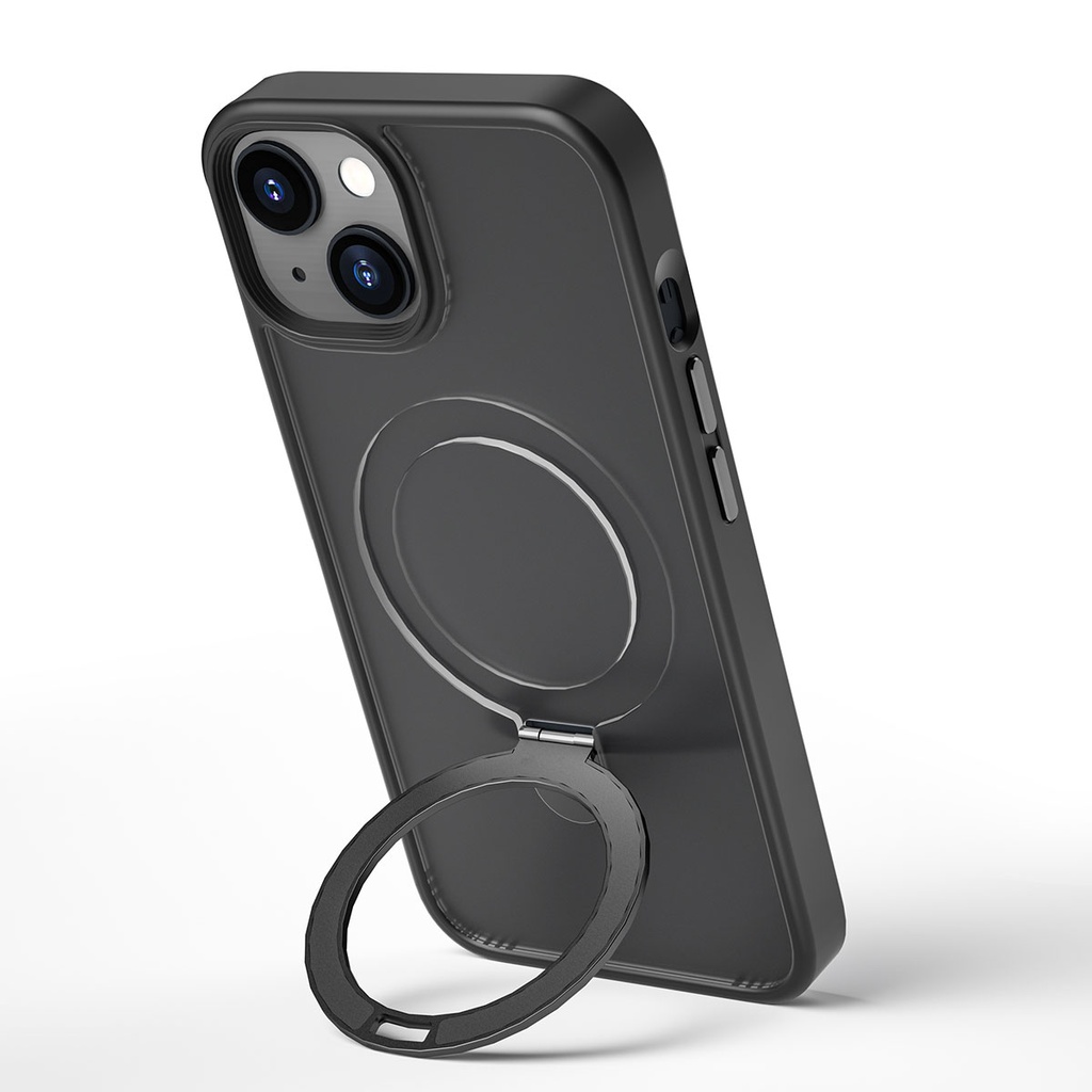 Apple iPhone 14 Plus Uyumlu Kılıf Wiwu ZMM-010 Magsafe Şarj Özellikli Parmak İzi Bırakmayan Mat Transparan Standlı Kapak - 4