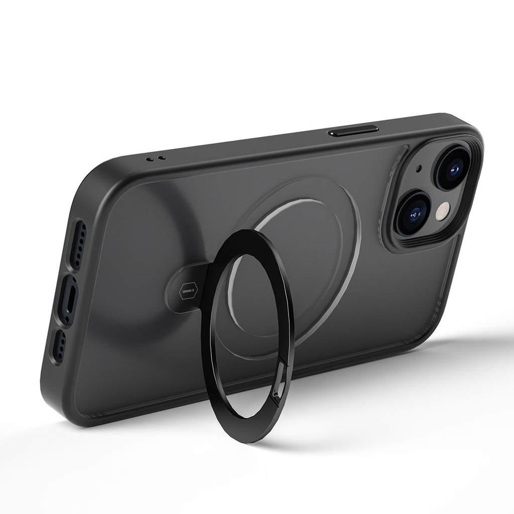 Apple iPhone 14 Plus Uyumlu Kılıf Wiwu ZMM-010 Magsafe Şarj Özellikli Parmak İzi Bırakmayan Mat Transparan Standlı Kapak - 6