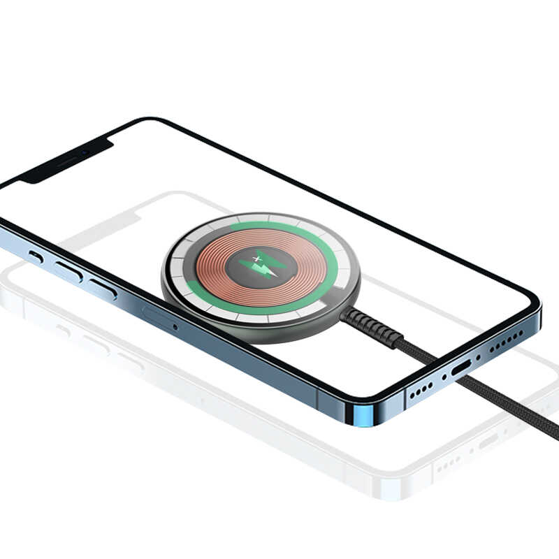Wiwu M14 Intelligent Wireless Magnetik Şarj Ultra İnce Şeffaf 15W Android iOS Destekli - 9