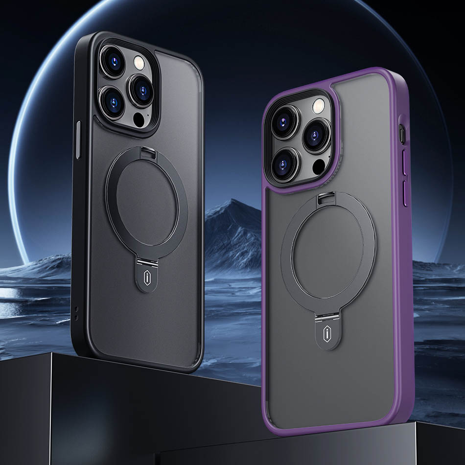 Apple iPhone 14 Pro Uyumlu Kılıf Wiwu ZMM-010 Magsafe Şarj Özellikli Parmak İzi Bırakmayan Mat Transparan Standlı Kapak - 1