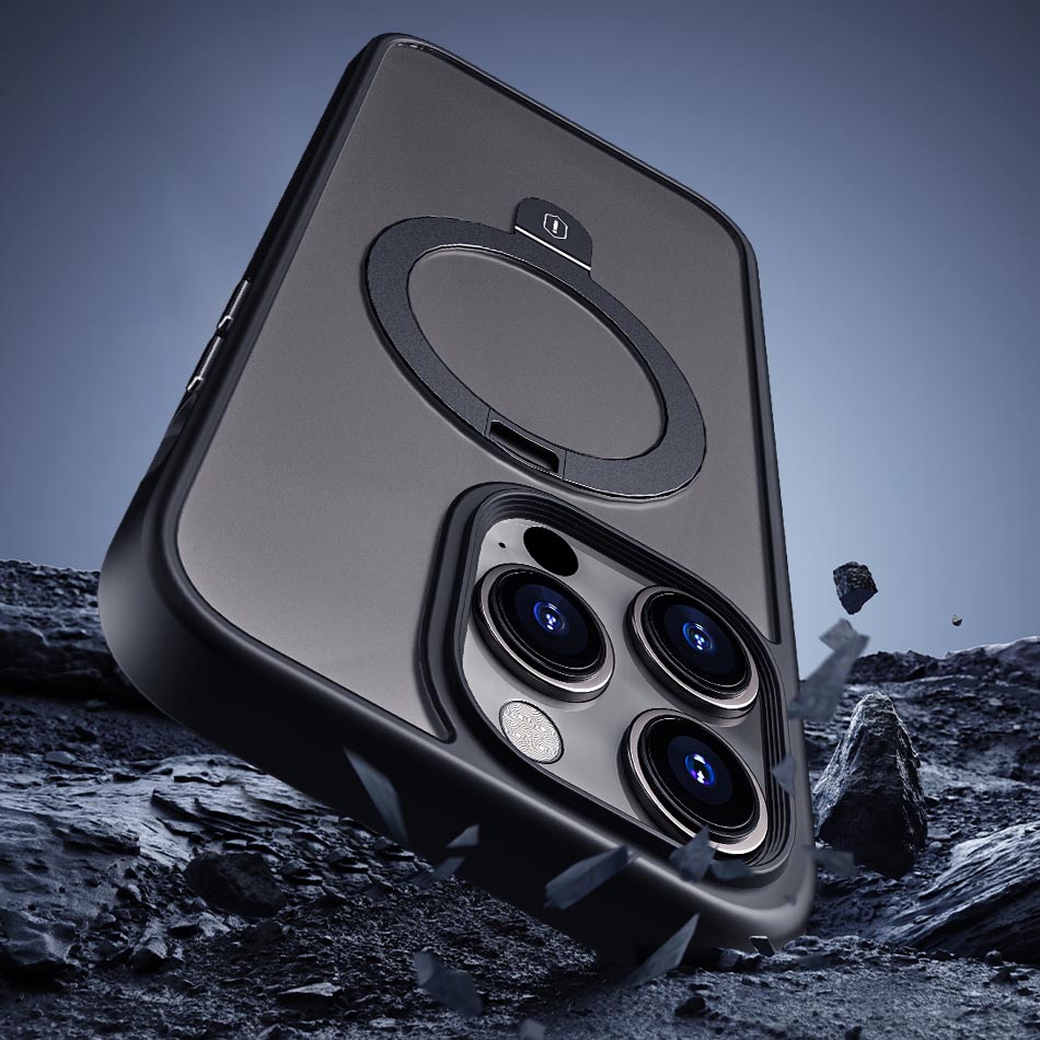 Apple iPhone 14 Pro Uyumlu Kılıf Wiwu ZMM-010 Magsafe Şarj Özellikli Parmak İzi Bırakmayan Mat Transparan Standlı Kapak - 9