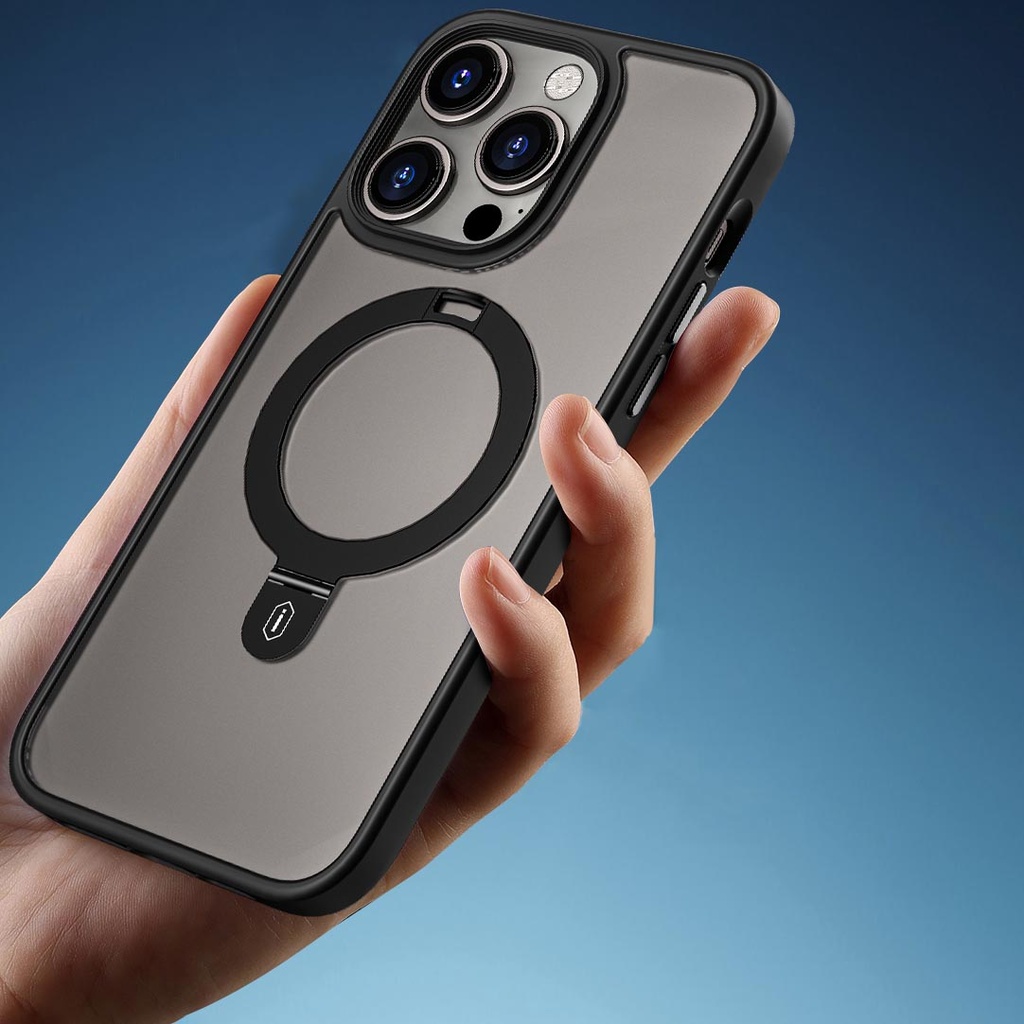 Apple iPhone 14 Pro Uyumlu Kılıf Wiwu ZMM-010 Magsafe Şarj Özellikli Parmak İzi Bırakmayan Mat Transparan Standlı Kapak - 11