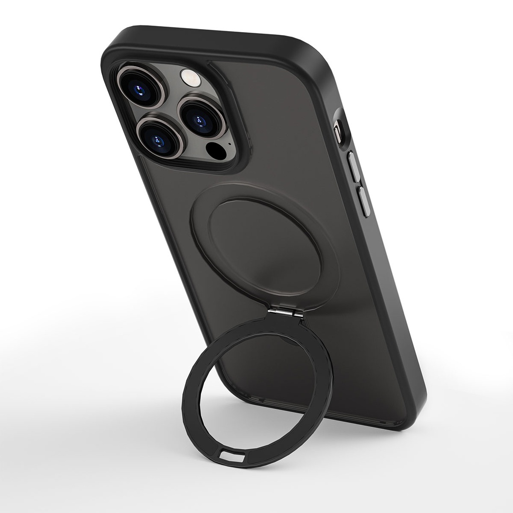 Apple iPhone 14 Pro Max Uyumlu Kılıf Wiwu ZMM-010 Magsafe Şarj Özellikli Parmak İzi Bırakmayan Mat Transparan Standlı Kapak - 3