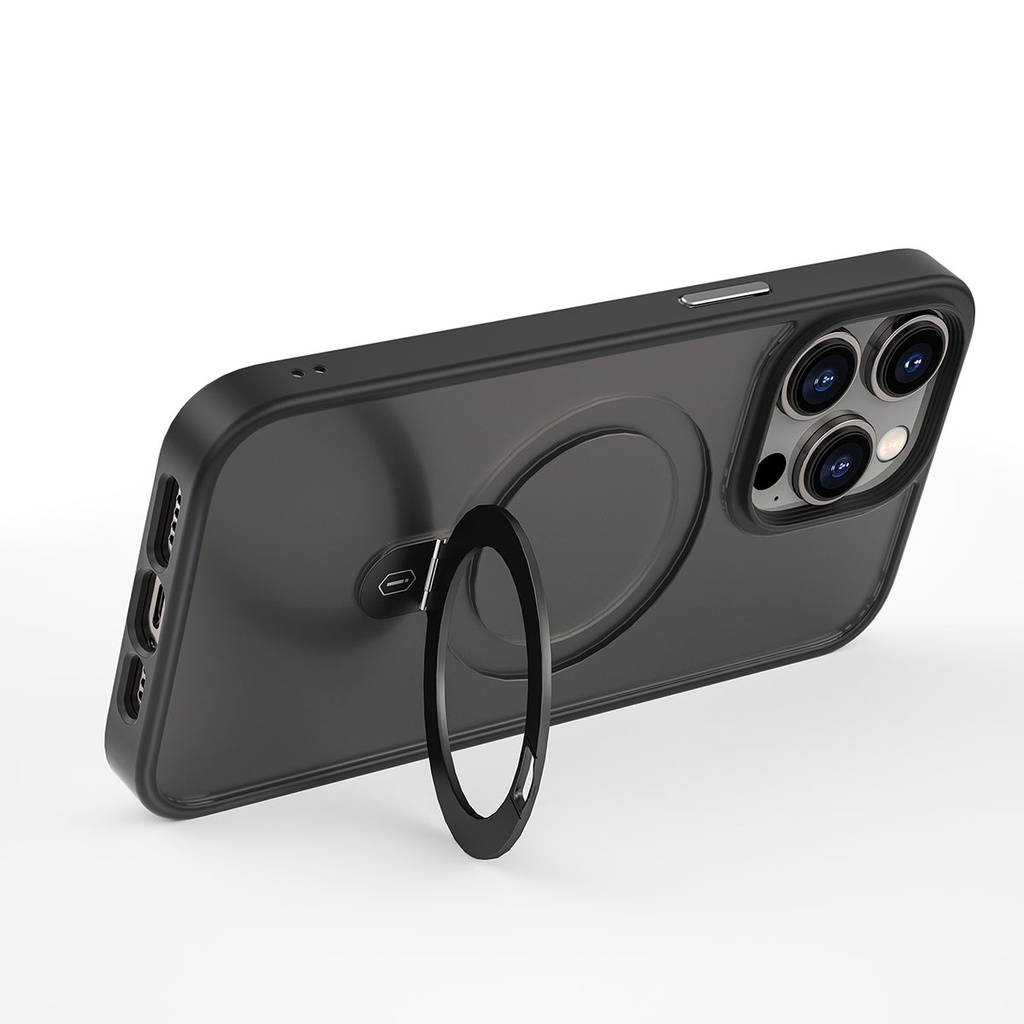 Apple iPhone 14 Pro Max Uyumlu Kılıf Wiwu ZMM-010 Magsafe Şarj Özellikli Parmak İzi Bırakmayan Mat Transparan Standlı Kapak - 5