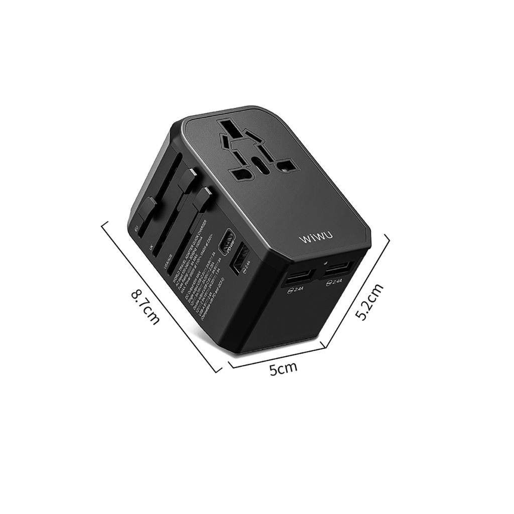 Wiwu UA-304 Çoklu Universal TR/US/UK/AUS/EU Uyumlu Şarj Adaptörü 45W - 1