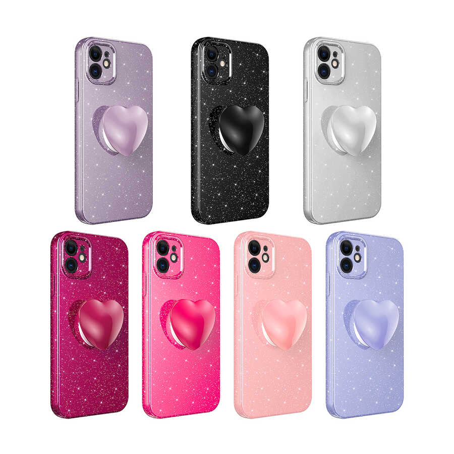 Apple iPhone 11 Uyumlu Kılıf Kamera Korumalı Simli Pop Soketli Lüks Zore Koton Soketli Kapak - 2