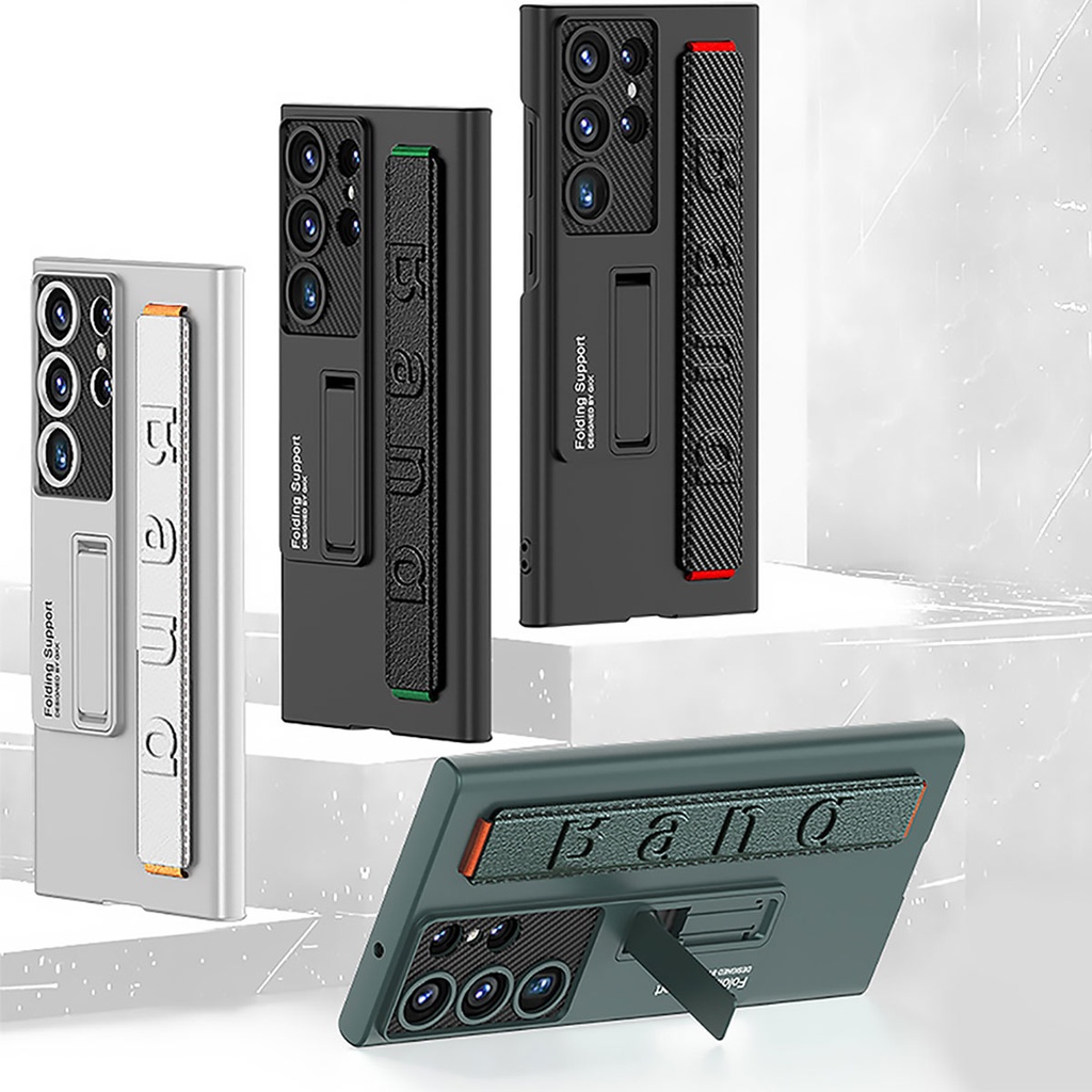 Samsung Galaxy S23 Ultra Uyumlu Kılıf Standlı El Tutacaklı Zore Band Kapak - 1