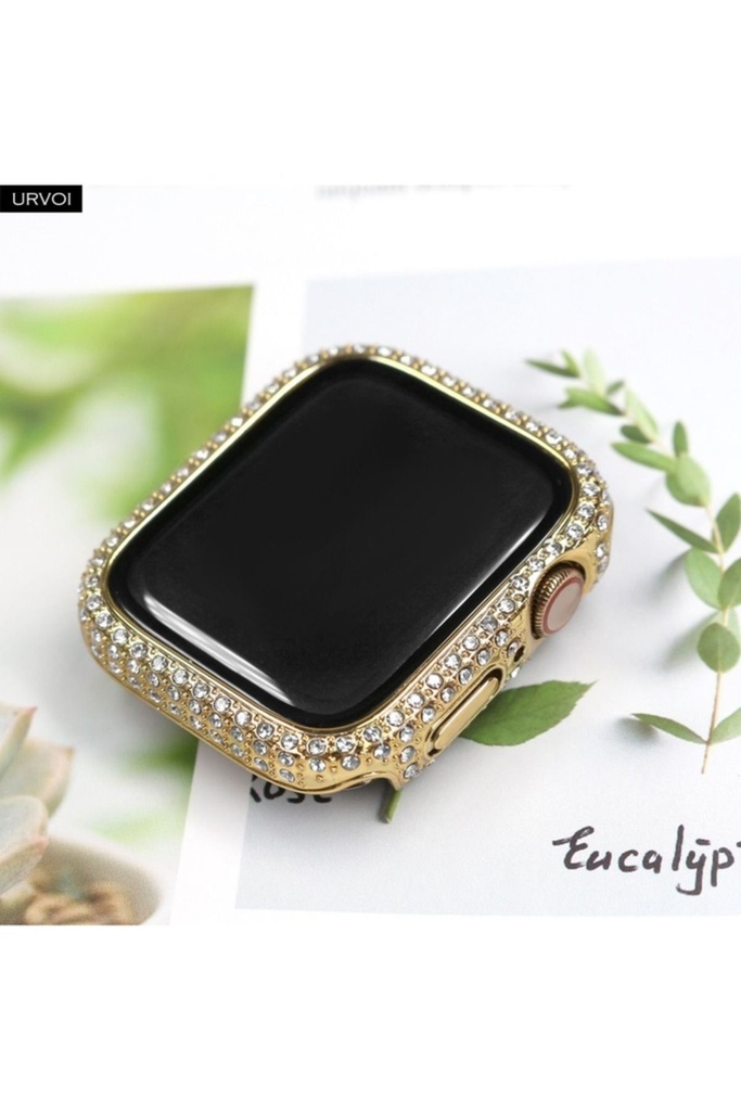 Apple Watch 7 41mm Uyumlu Zore Watch Gard 24 Kenarları Taşlı Sert PC Kasa Ve Ekran Koruyucu