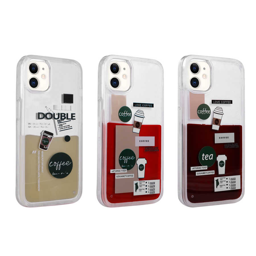 Apple iPhone 12 Uyumlu Kılıf Desenli Sıvılı Zore Drink Silikon Kapak - 1