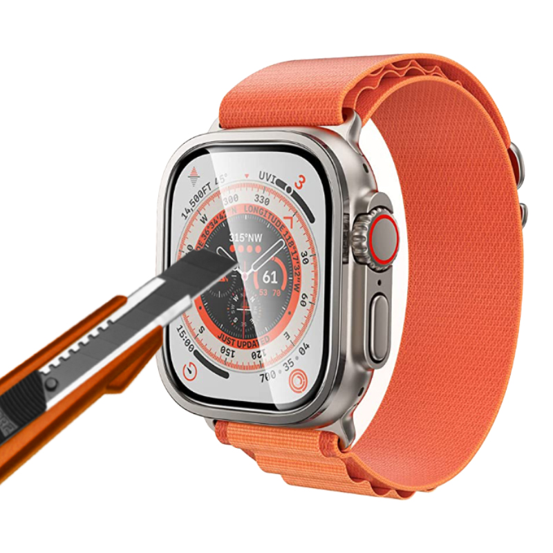 Apple Watch Ultra 49mm Uyumlu Zore ALM-01 Metal Çerçeveli Ekran Koruyucu - 1
