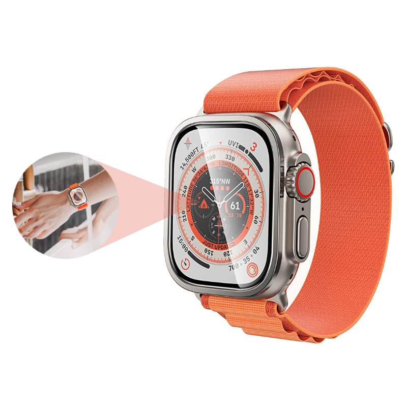 Apple Watch Ultra 49mm Uyumlu Zore ALM-01 Metal Çerçeveli Ekran Koruyucu - 2