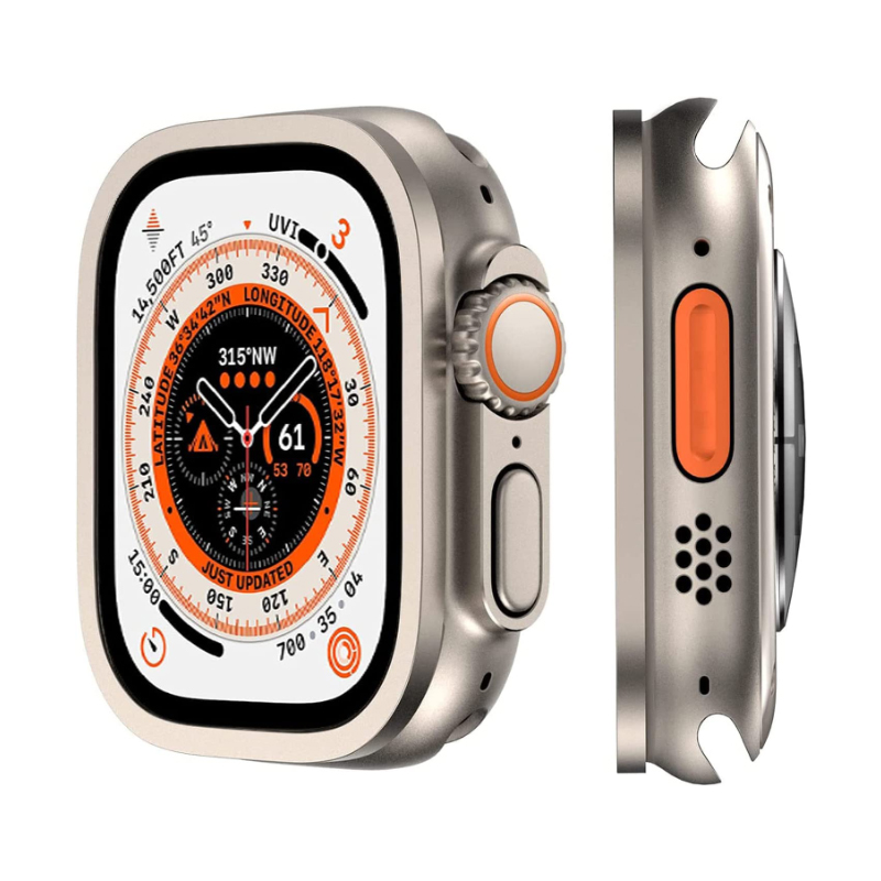 Apple Watch Ultra 49mm Uyumlu Zore ALM-01 Metal Çerçeveli Ekran Koruyucu - 3