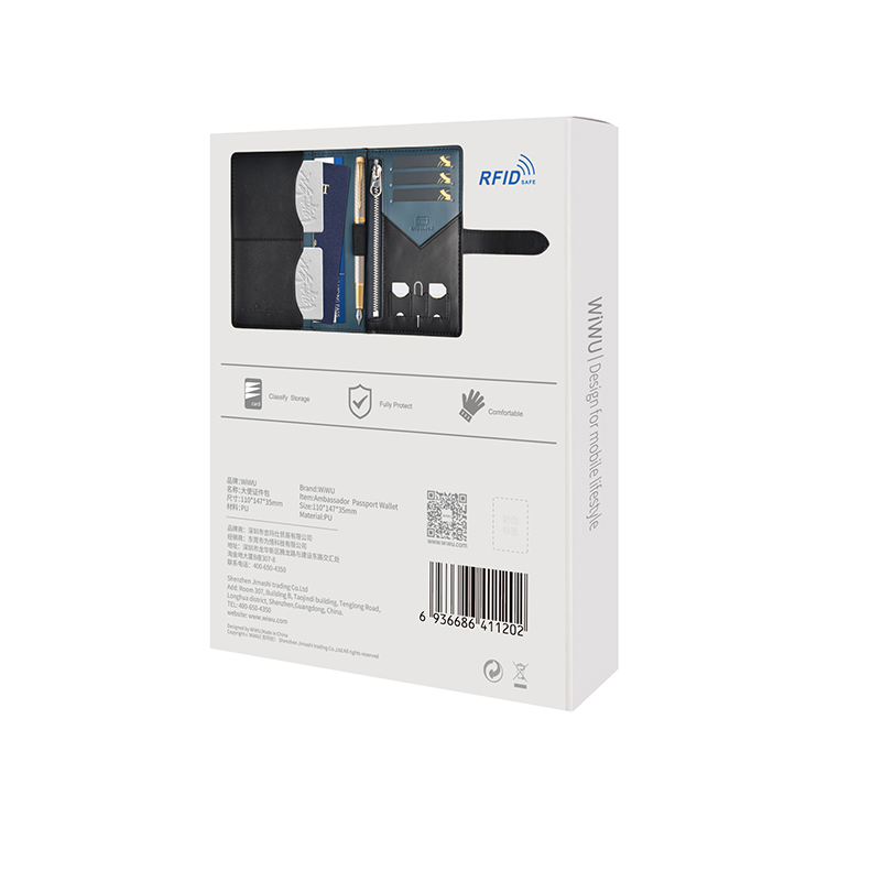 Wiwu Ambassador Passport Wallet Pasaport Kart Sim Bölmeli Cüzdan PU Deri - 2