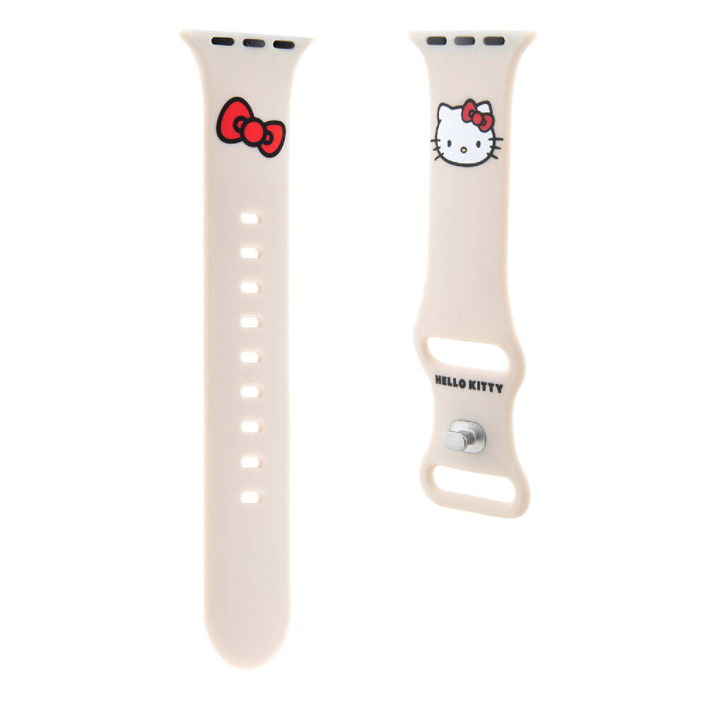 Apple Watch 40mm Uyumlu Hello Kitty Orjinal Lisanslı Yazı Logolu Fiyonk & Kitty Head Silikon Kordon - 6