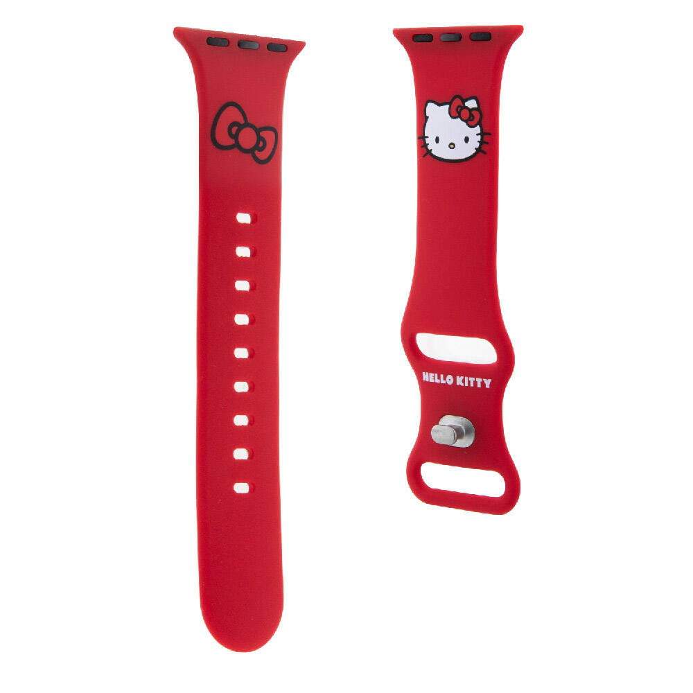 Apple Watch 40mm Uyumlu Hello Kitty Orjinal Lisanslı Yazı Logolu Fiyonk & Kitty Head Silikon Kordon - 14
