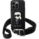 Apple iPhone 14 Pro Uyumlu Kılıf Karl Lagerfeld Boyun Askılı Kartlıklı Karl Dizayn Kapak