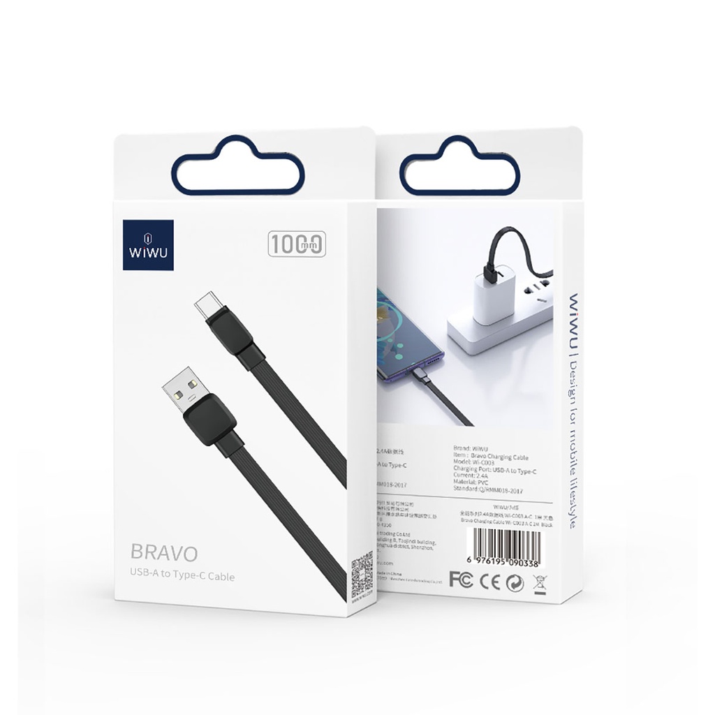 Wiwu Bravo Wİ-C003 Yassı Tasarım Type-C Usb Kablo 1M - 9