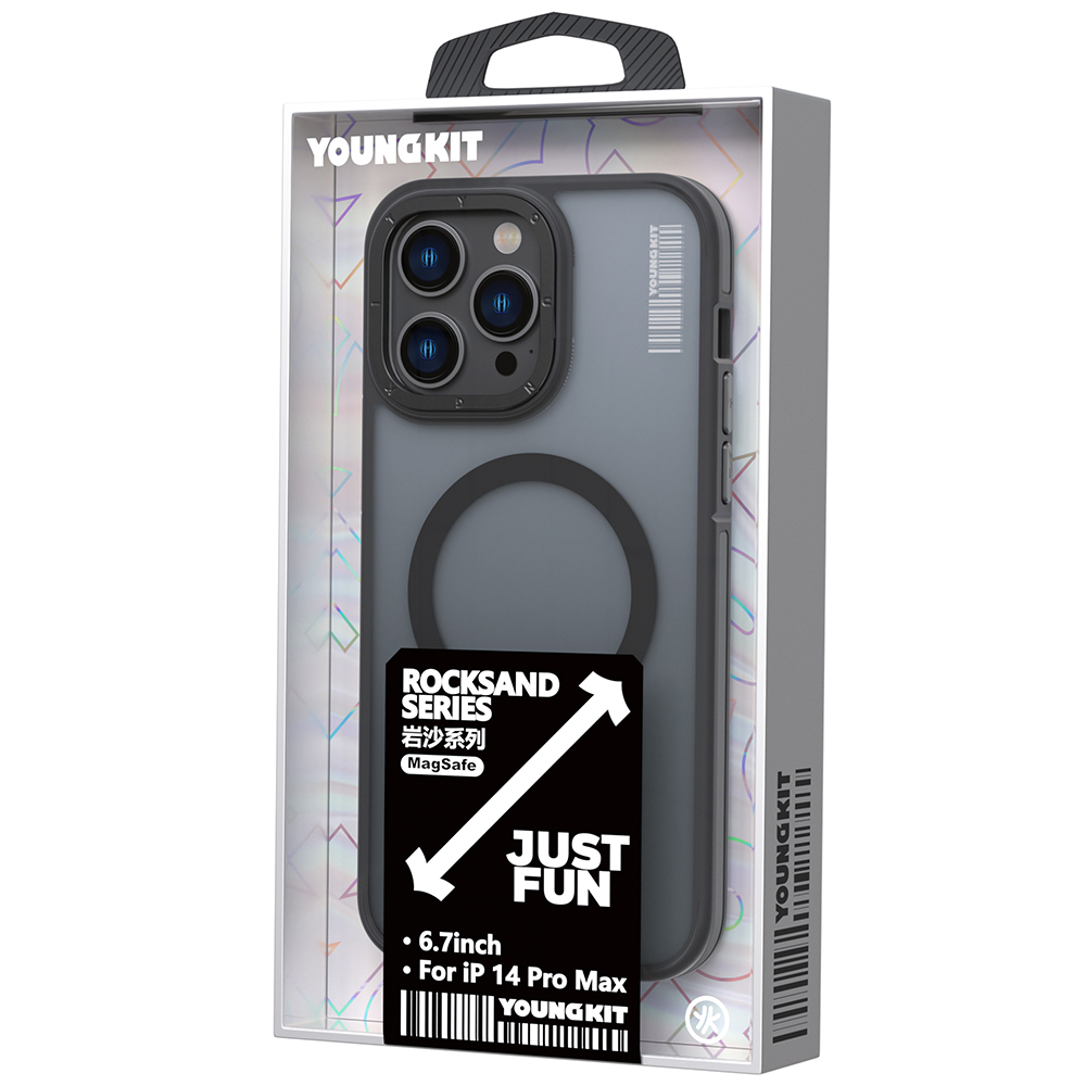 Apple iPhone 14 Pro Uyumlu Kılıf Magsafe Şarj Özellikli Youngkit Rock Sand Serisi Kapak - 5
