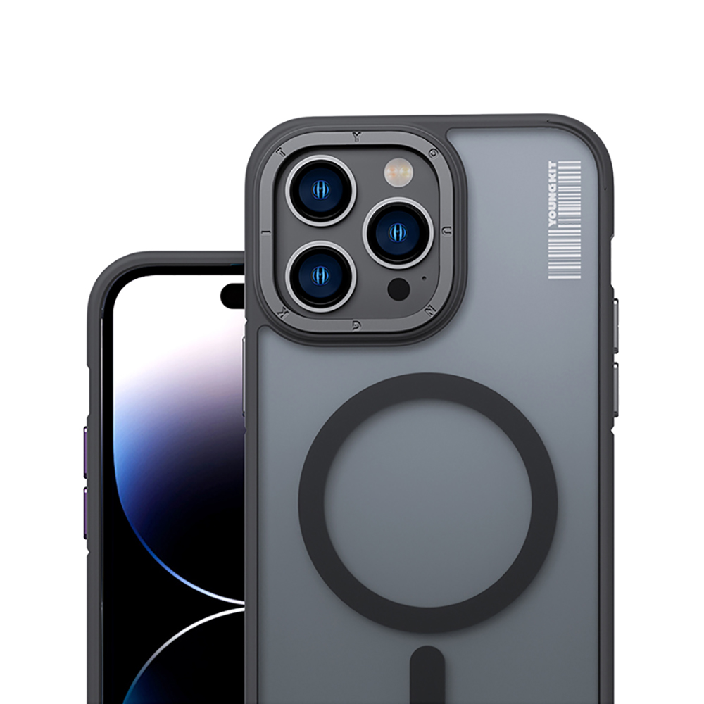 Apple iPhone 14 Pro Uyumlu Kılıf Magsafe Şarj Özellikli Youngkit Rock Sand Serisi Kapak - 8