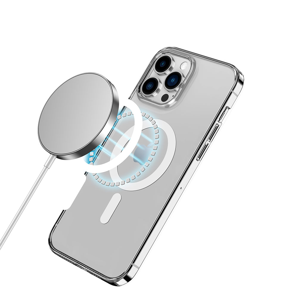 Apple iPhone 14 Pro Max Uyumlu Kılıf Magsafe Şarj Özellikli Transparan Sert PC Wlons Pita Kapak - 3