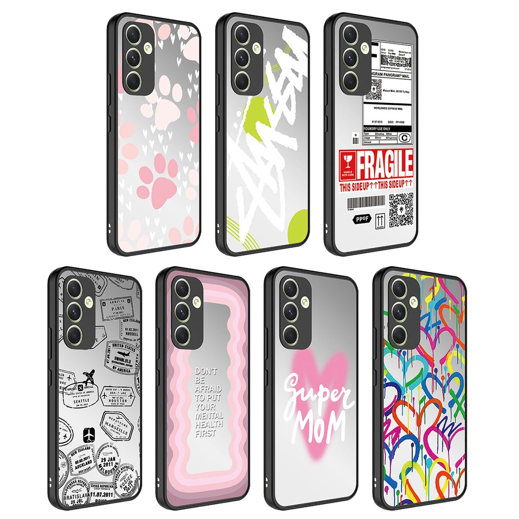 Samsung Galaxy A34 Uyumlu Kılıf Aynalı Desenli Kamera Korumalı Parlak Zore Mirror Kapak - 1