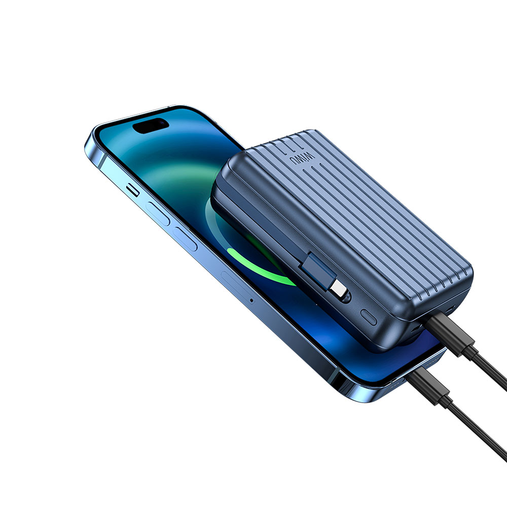 Wiwu PP04 Taşınabilir Wireless Şarj ve PD Hızlı Şarj Özellikli Powerbank 20W 20000mAh - 4