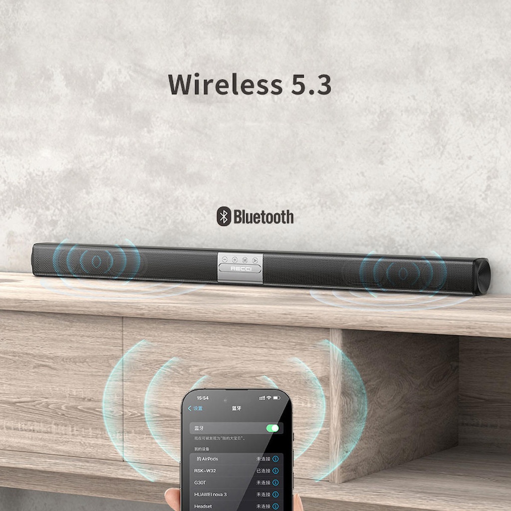 Recci RSK-W32 Bach Serisi Hi-Fi Akıllı Wireless Bluetooth 5.3 Speaker Hoparlör 10W 1500mAh