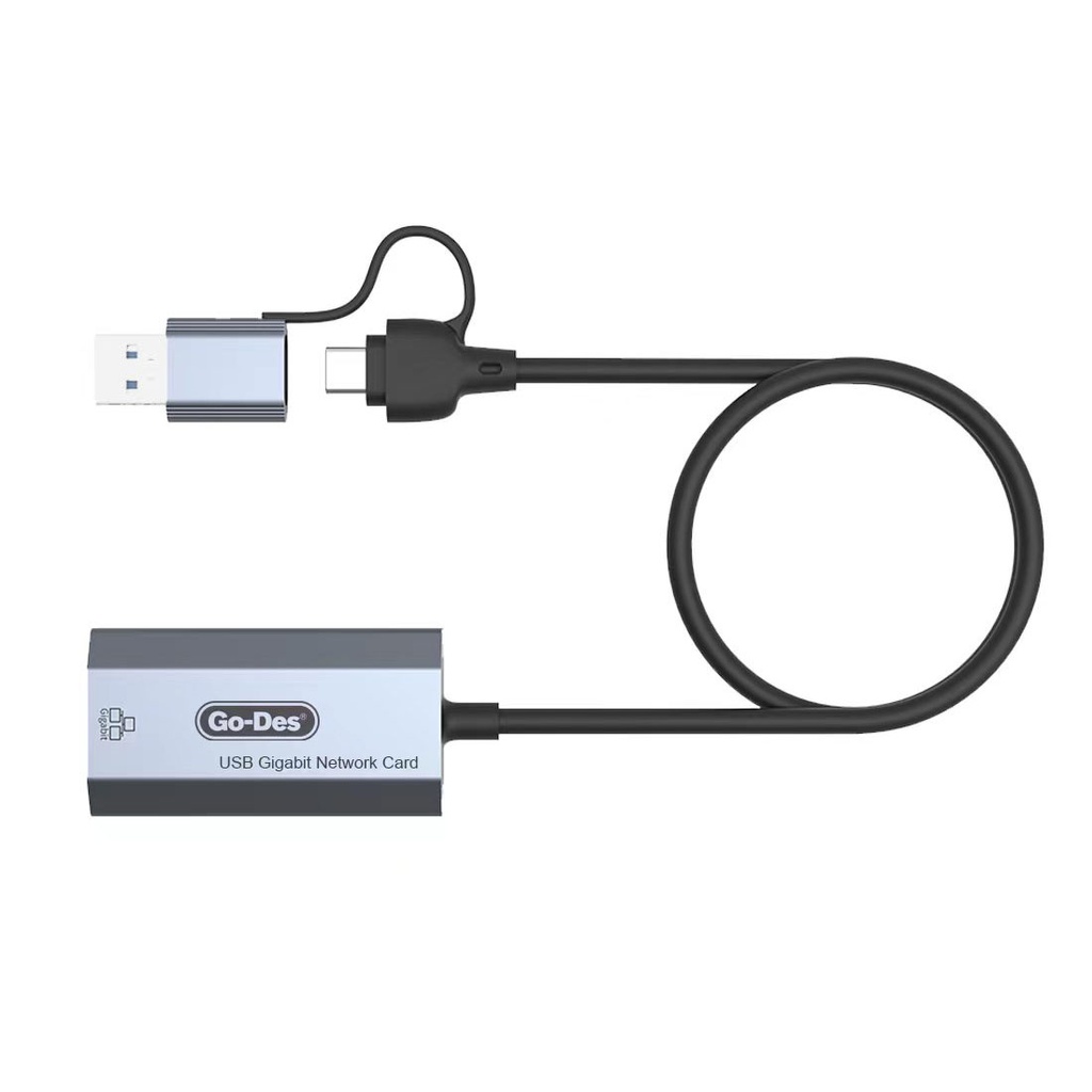 Go Des GD-6836 RJ45 to Type-C ve USB-A Gigabit Ethernet Dönüştürücü Kablo 1000Mbps 50cm - 4