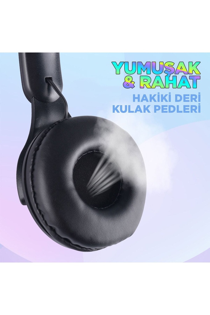 M6 Pro Cat RGB Led Işıklı Kedi Kulağı Band Tasarımlı Ayarlanabilir ve Katlanabilir Kulak Üstü Bluetooth Kulaklık