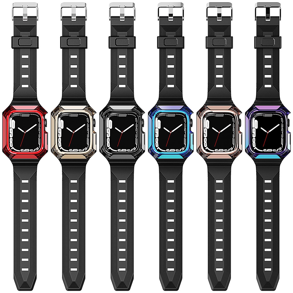 Apple Watch 7 45mm Uyumlu Zore KRD-88 Sert PC Kasa Koruyuculu Silikon Kordon - 2