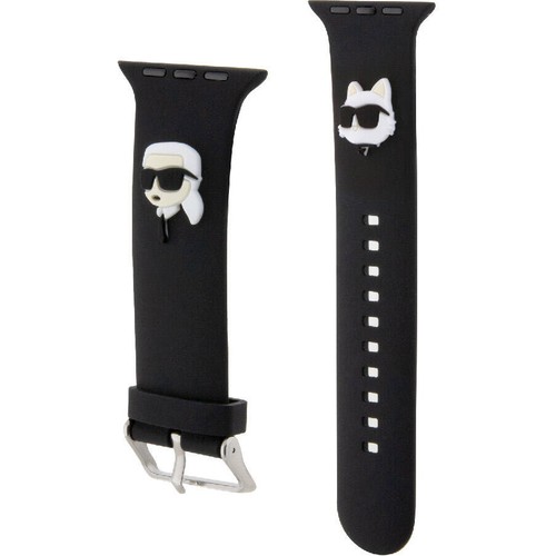 Apple Watch 38mm Uyumlu Karl Lagerfeld Orjinal Lisanslı İkonik Karl & Choupette Logolu Silikon Kordon