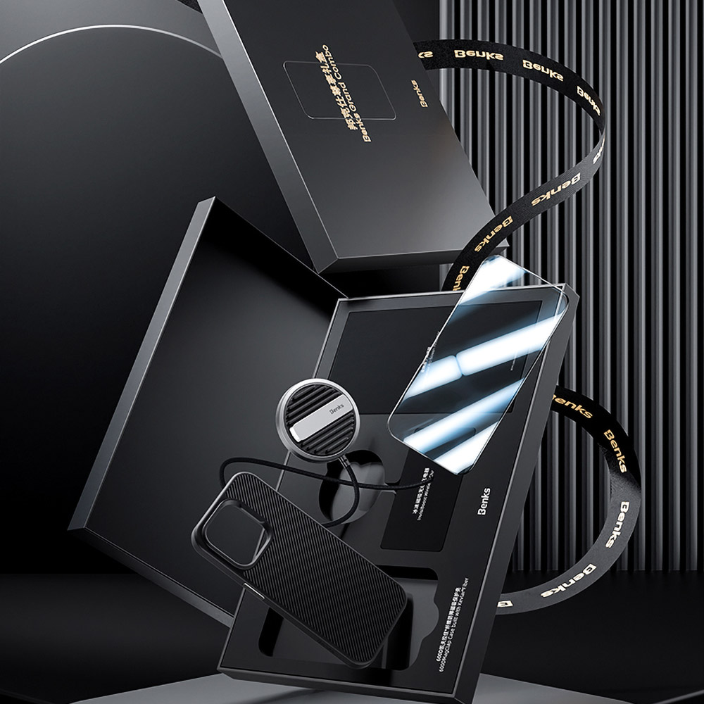 Apple iPhone 14 Pro Max Uyumlu Benks Grand Combo MFM01 3in1 Aksesuar Seti Kılıf-Ekran Koruyucu-Wireless Şarj Aleti - 4