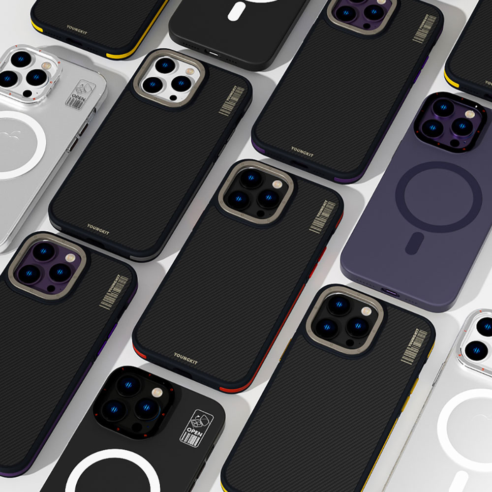 Apple iPhone 14 Pro Uyumlu Kılıf Magsafe Şarj Özellikli YoungKit 600D Kevlar Kapak - 3