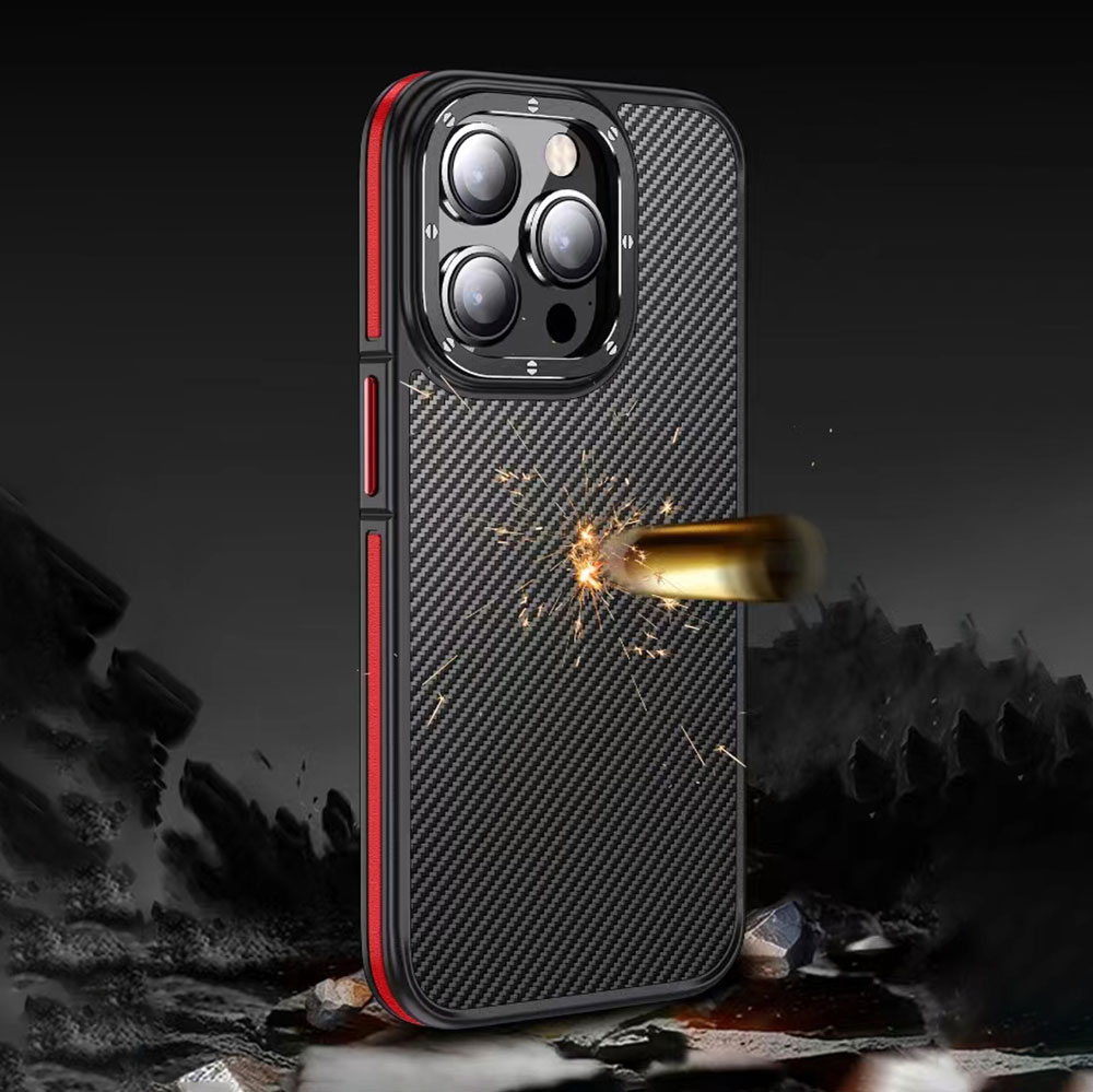 Apple iPhone 14 Pro Uyumlu Kılıf Mat Transparan Karbon Fiber Görünümlü Wlons Marin Kapak - 4