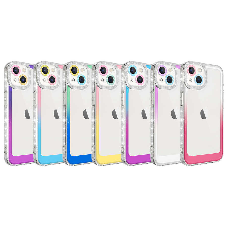 Apple iPhone 14 Uyumlu Kılıf Simli ve Renk Geçiş Tasarımlı Lens Korumalı Zore Park Kapak - 1