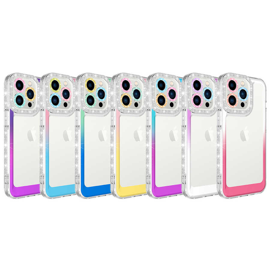 Apple iPhone 14 Pro Max Uyumlu Kılıf Simli ve Renk Geçiş Tasarımlı Lens Korumalı Zore Park Kapak - 1