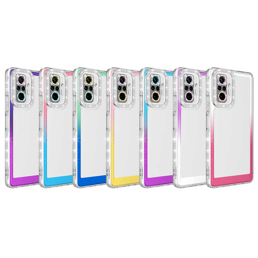 Xiaomi Redmi Note 10 Pro Uyumlu Kılıf Simli ve Renk Geçiş Tasarımlı Lens Korumalı Zore Park Kapak - 1