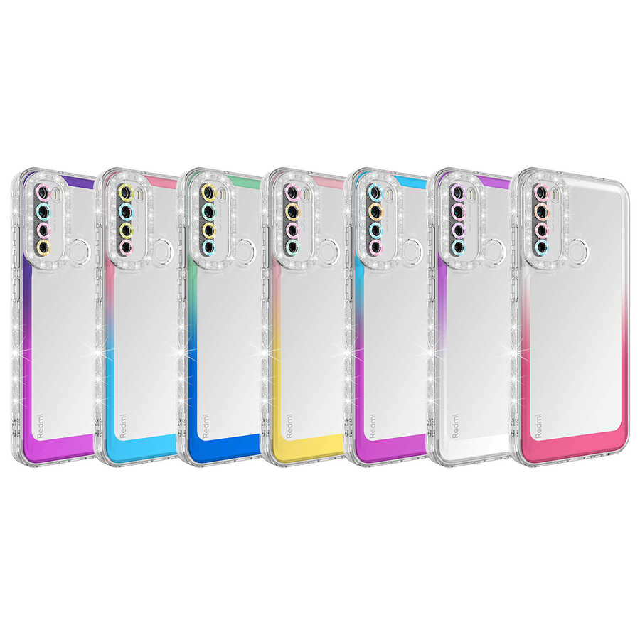 Xiaomi Redmi Note 8 Uyumlu Kılıf Simli ve Renk Geçiş Tasarımlı Lens Korumalı Zore Park Kapak - 1