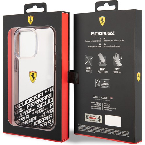 Apple iPhone 14 Pro Max Uyumlu Kılıf Ferrari Transparan Alt Kısım Baskılı Dizayn Kapak