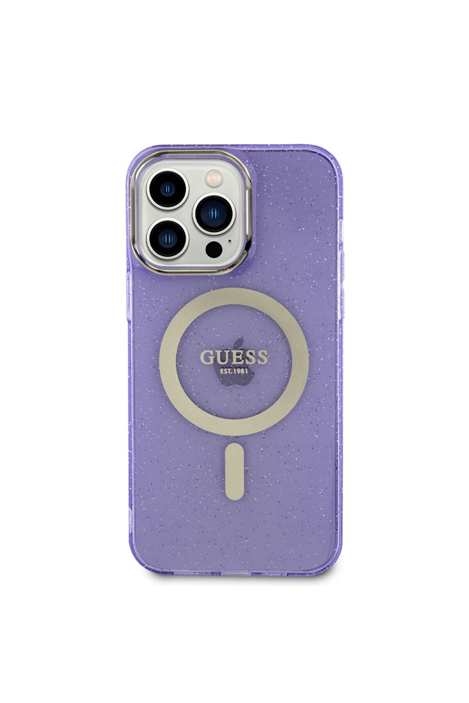 Apple iPhone 13 Pro Uyumlu Kılıf GUESS Magsafe Şarj Özellikli Glitter Kapak